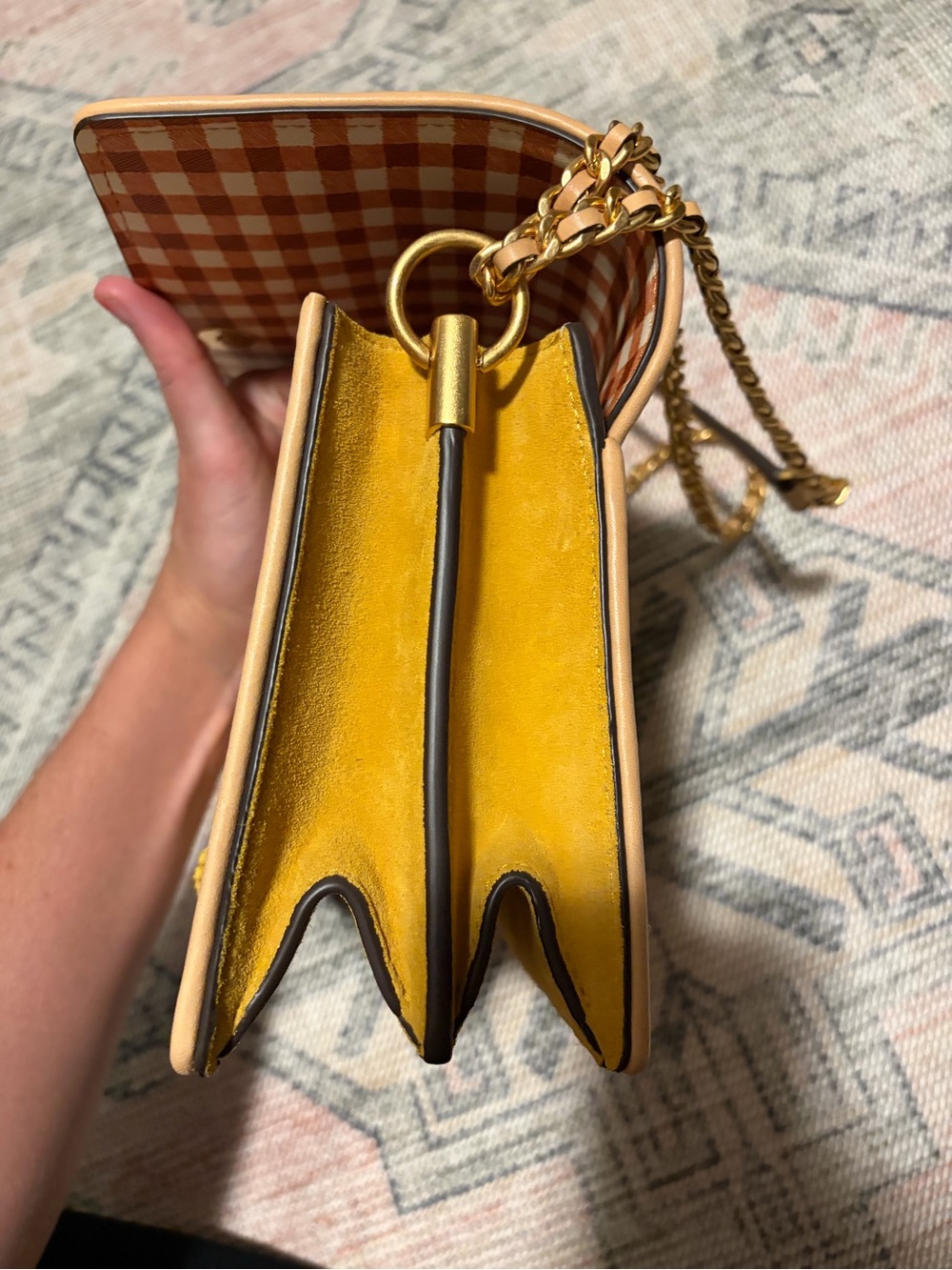 Tory Burch Embroidered Yellow Floral Woven Crossbody Bag - Picture 11 of 13